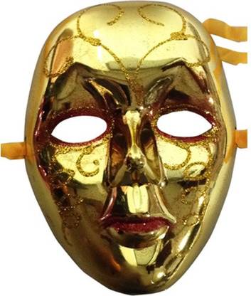 FUNCART Golden Metallic Glitter Face Mask Party Mask