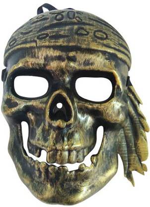 FUNCART Golden Antique Pirate skull face mask Party Mask