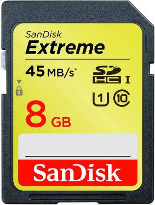 SanDisk Extreme 8GB SDHC Class 10 45 MB/s Extreme 8 GB Extreme SDHC Class 10 45 MB/s  Memory Card Compatible with Camera