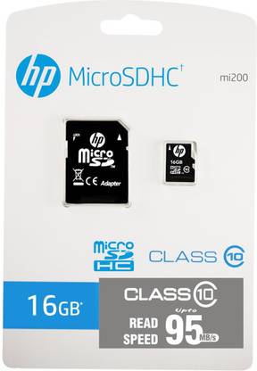 HP 16 GB Class 10 MicroSD Card with Adapter 16 GB Extreme SDHC Class 10 95 MB/s  Memory Card Compatible with Camera, Mobile