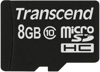 Transcend MicroSDHC 8GB Class 10 8 GB MicroSD Card Class 10 20 MB/S  Memory Card Compatible with Mobile