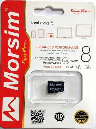 Morsim Sprik Micro SD Class 6 8 GB MicroSD Card Class 6 48 MB/s  Memory Card Compatible with Camera, Mobile, Tablet