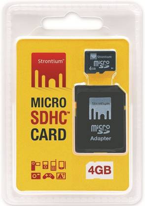Strontium 4 GB MicroSD with Adaptor 4 GB MicroSD Card Class 4  Memory Card Compatible with Mobile