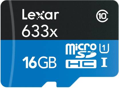 Lexar LSDMI16GBBIN633A High-Performance 633x 16 GB MicroSDHC Class 10 95 MB/s  Memory Card Compatible with Computer, Camera, Tablet, Mobile