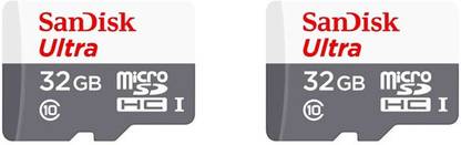 SanDisk SDSQUNB-032G-GN3MN Ultra 2 Pcs Combo 32 GB MicroSDHC Class 10 48 MB/s  Memory Card Compatible with Camera, Mobile, Tablet