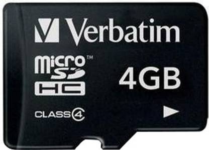 Verbatim Micro SDHC Card 4GB 4 GB MicroSDHC Class 4 4 MB/s  Memory Card Compatible with Mobile