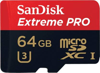 SanDisk Extreme Pro 64 GB MicroSDXC UHS Class 3 95 MB/s  Memory Card