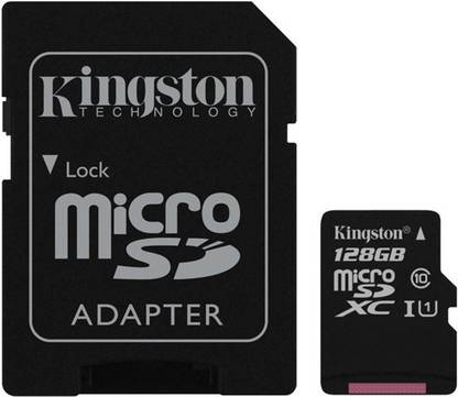 KINGSTON SDCX10/128GBIN UHS-1 128 GB MicroSDXC Class 10 80 MB/s  Memory Card Compatible with Mobile