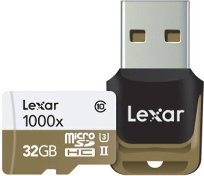 Lexar LSDMI32GCBIN1000R Professional 1000x 32 GB MicroSDXC Class 10 150 MB/s  Memory Card Compatible with Computer, Camera, Tablet, Mobile
