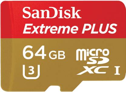SanDisk SDSDQX-064G-U46A Extreme Plus 64 GB MicroSDXC Class 10 80 MB/s  Memory Card Compatible with Camera