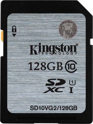 KINGSTON SD10VG2/128GBFR 128 GB MicroSDXC Class 10 45 MB/s  Memory Card Compatible with Camera