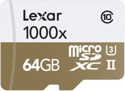 Lexar LSDMI64GCBIN1000R Professional 1000x 64 GB MicroSDXC Class 10 150 MB/s Memory Card Compatible with Computer, Camera, Mobile, Tablet