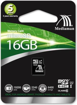 Mediaman MM-MiCl10-UHS1-16GB 16 GB MicroSD Card Class 10  Memory Card Compatible with Mobile, Tablet