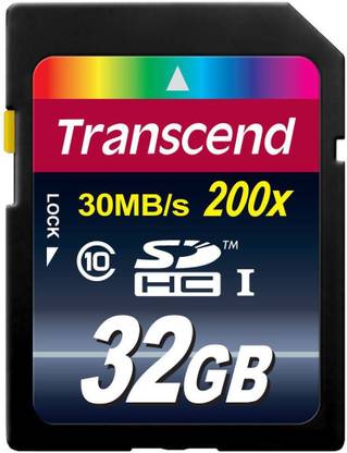 Transcend Premium 200x 32 GB SDHC Class 10 30 MB/S  Memory Card Compatible with Camera