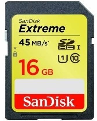 SanDisk Extreme HD Video SDHC 16 GB 45MB/s UHS-I Class 10 Extreme 16 GB SDHC Class 10 45 MB/s  Memory Card Compatible with Camera, Mobile