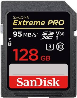 SanDisk UHS-1 U3 extreme pro 128 GB SDXC Class 10 95 MB/s  Memory Card Compatible with Camera