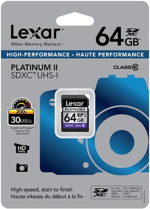 Lexar platinum II 64 GB Ultra SDHC UHS Class 1  Memory Card