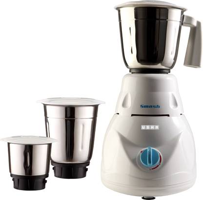 USHA MG2853 SMASH 500 W Mixer Grinder (3 Jars, White)