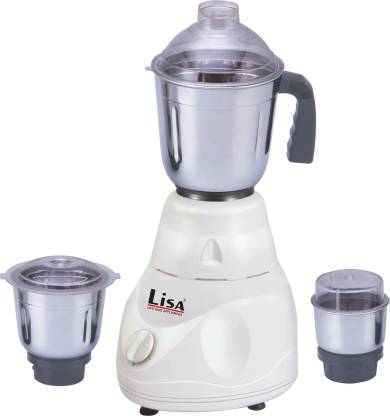 Lisa Elan LISA2005 600 W Mixer Grinder (3 Jars, White)