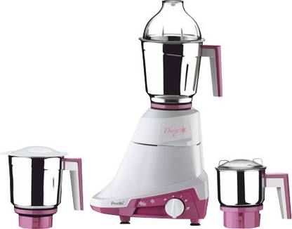 Preethi Daisy MG 201 750 W Mixer Grinder (3 Jars, White, Pink)