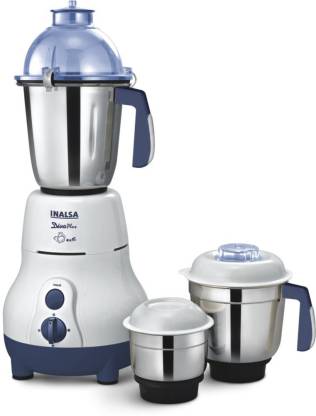 Inalsa Diva Plus 750 W Mixer Grinder (3 Jars, White)