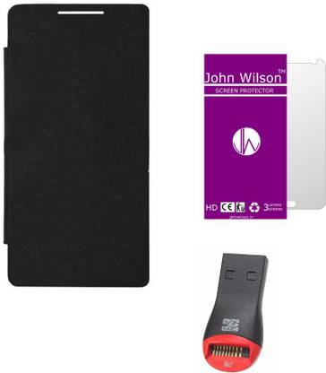 John Wilson Microsoft Lumia 430 Flip Cover , Screen Cover and Card Reader- Mobile Economy Kit Accessory Combo