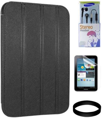 DMG BELK Cover for Samsung Galaxy Tab 2 P3100 with Samsung Black Earphones and Screen Guard and Wristband Accessory Combo