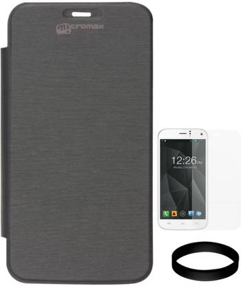 DMG Cover Case for Micromax A114 Canvas 2.2 with Screen Guard and Wristband Accessory Combo