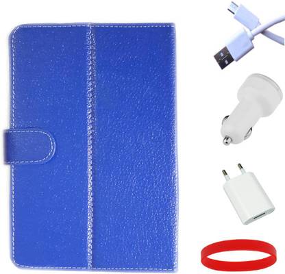 Entif PU Leather Tablet Cover for HP 7 G2 1311 Tablet (8GB) with Car Charger, Wall Charger, Data Cable and Wrist band Accessory Combo