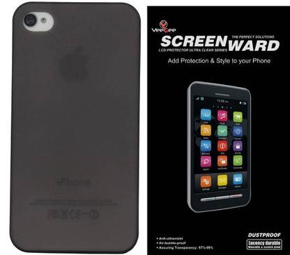 VeeGee Polycarbonate Ultra Thin Case Back Cover for Apple iPhone 4S (Frosted Black) + Screen Protector Accessory Combo
