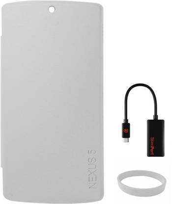DMG Flip Cover Case for LG Google Nexus 5 with Nexus SlimPort HDMI Adapter and DMG Wristband Accessory Combo