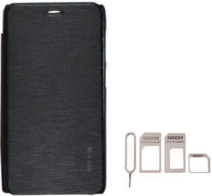 ASE Flip Cover For Micromax A106 Unite 2,Noosy Sim Adoper Accessory Combo