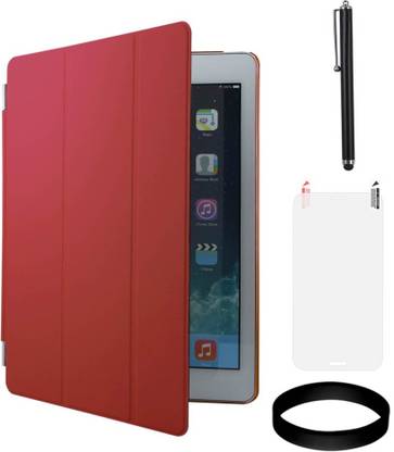 DMG Ultra Thin Flip Case for Apple iPad Mini 2 Retina (Red) with Screen Guard and Stylus and Wristband Accessory Combo