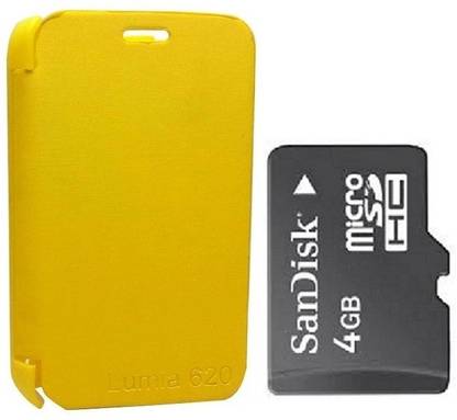 Bluerock Case for Nokia Lumia 625 (Yellow) with 4GB Memory card Accessory Combo