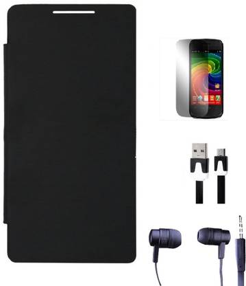 Axes Flip Case Cover for Karbonn A16+ Screen Guard Set126 Accessory Combo