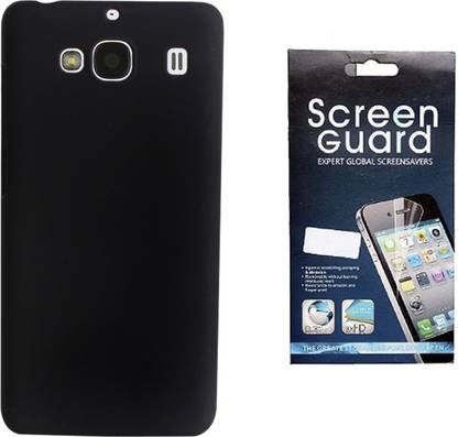 Hermit Back Cover Plus Screen Guard For Xiaomi Redmi 2 -Black Accessory Combo
