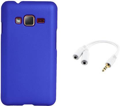 Trueway Back Cover Plus Audio Splitter for Samsung Z1 - Dark Blue Accessory Combo