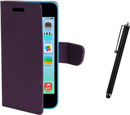 Kolor Edge Flip Cover and Stylus Pen For Apple iPhone 5C Accessory Combo