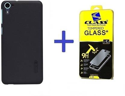 Nillkin HTC Desire 826 Dual Sim Back Cover Black Plus S Class 2.5 D Curv Tempered Glass Accessory Combo