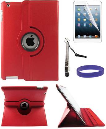 DMG Full 360 Rotating Stand Cover Case for Apple iPad 2/3/4 with Matte Screen, Stylus & Wristband Accessory Combo