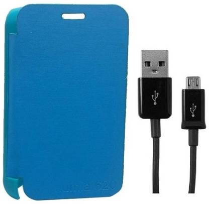 Blue Rock Case for Nokia Lumia 620 (Blue) with Data Cable Accessory Combo