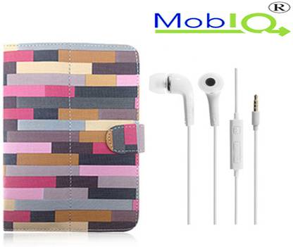 MobIQ MobIQ Flip Cover for Micromax Funbook Talk P350 Tablet(Multicolor)With Hand Free Combo Set. Accessory Combo