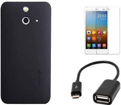 Nillkin Back Case for HTC One E8, Tempered Glass and OTG Cable Accessory Combo