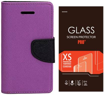 Dcoll Premium Flip Cover For Motorola Moto E (1st Gen) (Murc-Purple-4641 ) Accessory Combo