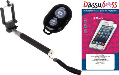 Dassuboss Tempered Screen Guard and Selfie Stick for Nokia Lumia 520 Accessory Combo