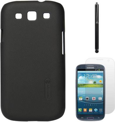 Nillkin Back Cover Case For Samsung Galaxy S3 Neo i9301 (Black) + Matte Screen + Stylus Accessory Combo