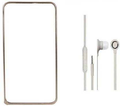 Metly Bumper case for HTC One M8 color Gold with Handsfree White Accessory Combo