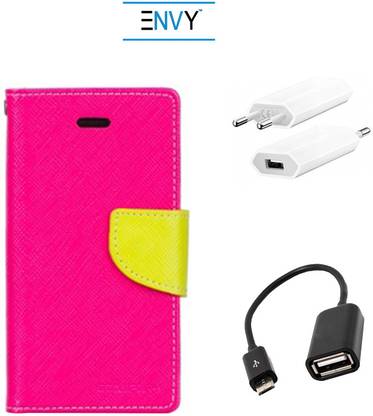 Envy Wallet Case for Motorola Moto E, OTG Cable and USB Adapter Accessory Combo