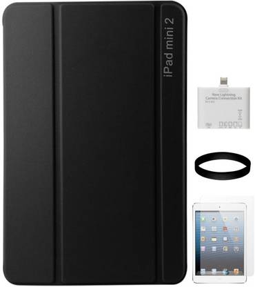 DMG Tri-Fold Flip Cover Case for Apple iPad Mini 2 Retina with Screen Guard and Camera Connection Kit Accessory Combo