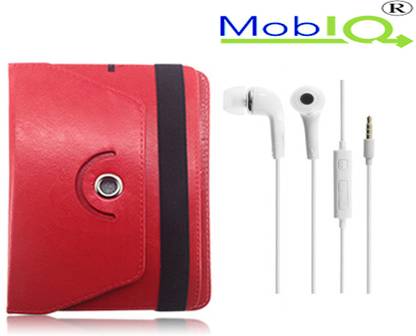 MobIQ Flip Cover for Rotate Redberry Playbook Tablet(Rotate Red)With HandFree Accessory Combo
